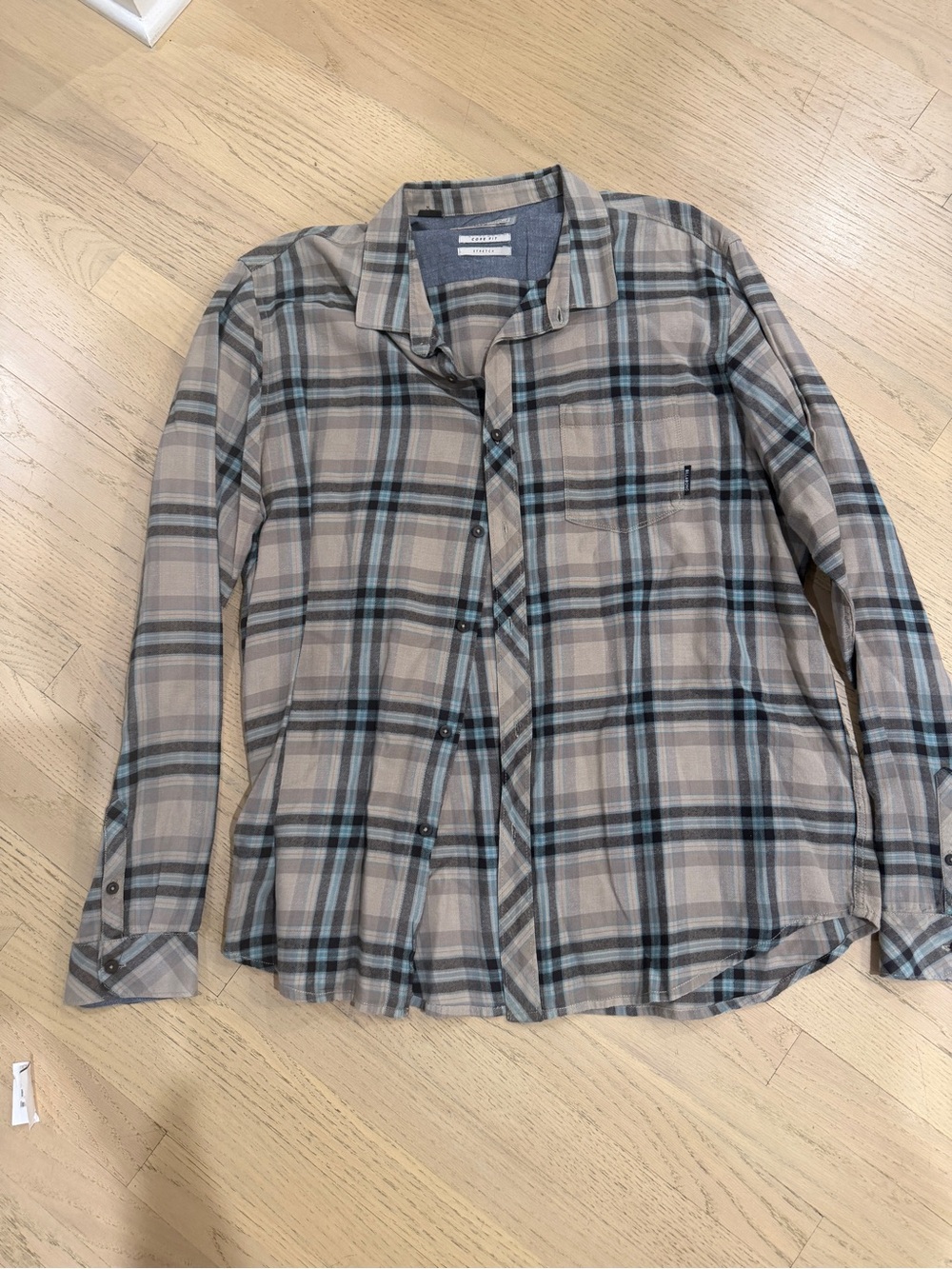 Billabong Men's Plaid Button-Down Shirt - Beige, Gray, Black